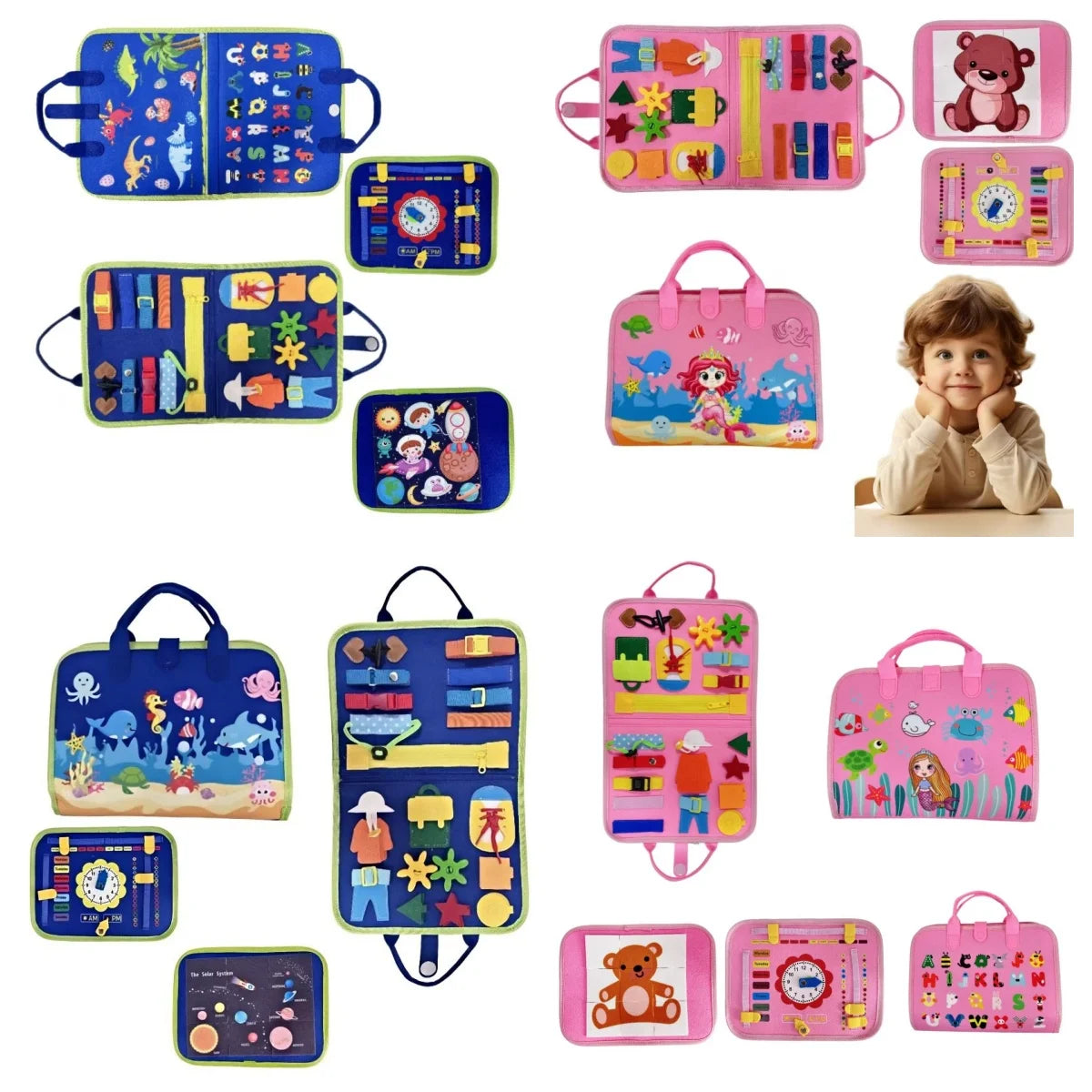 Busy Board Montessori Toy，Educational Learning Activities Board for Motor Skills Busy ,Educational Learning Sensory Busy Book